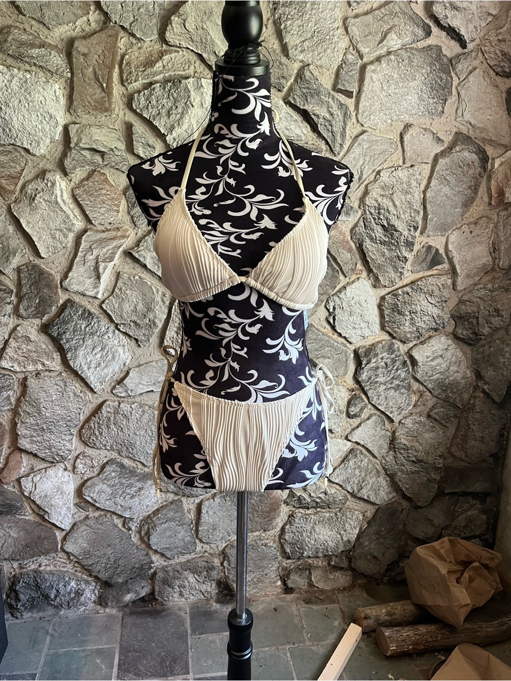 Brand New Fanuerg Ribbed Triangle Bikini L